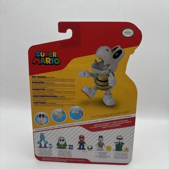 Super Mario 4" Action Figures - Mario Dry Bones Light Blue Yoshi Green Shy Guy - Picture 7 of 9
